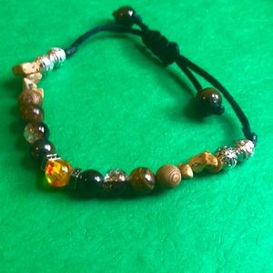 Aesthetic bracelet with natural stone bead,wood and etc.